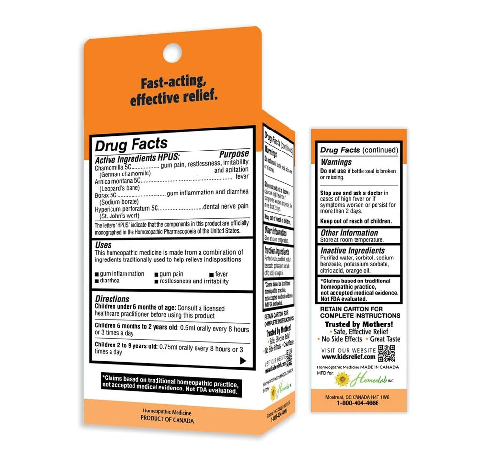 Box showing gluten-free, dye-free and sugar-free labels