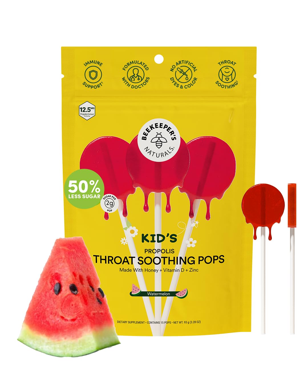 Kids throat-soothing watermelon lollipops box