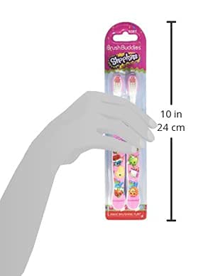 Two-piece Brush Buddies Shopkins toothbrush set in packaging