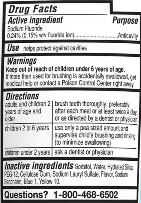 Fun unicorn illustration on Kids Toothpaste packaging for ages 2+.