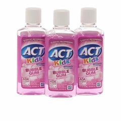 Kids bubble gum flavored travel size mouthwash 1 oz bottle, pack of 3