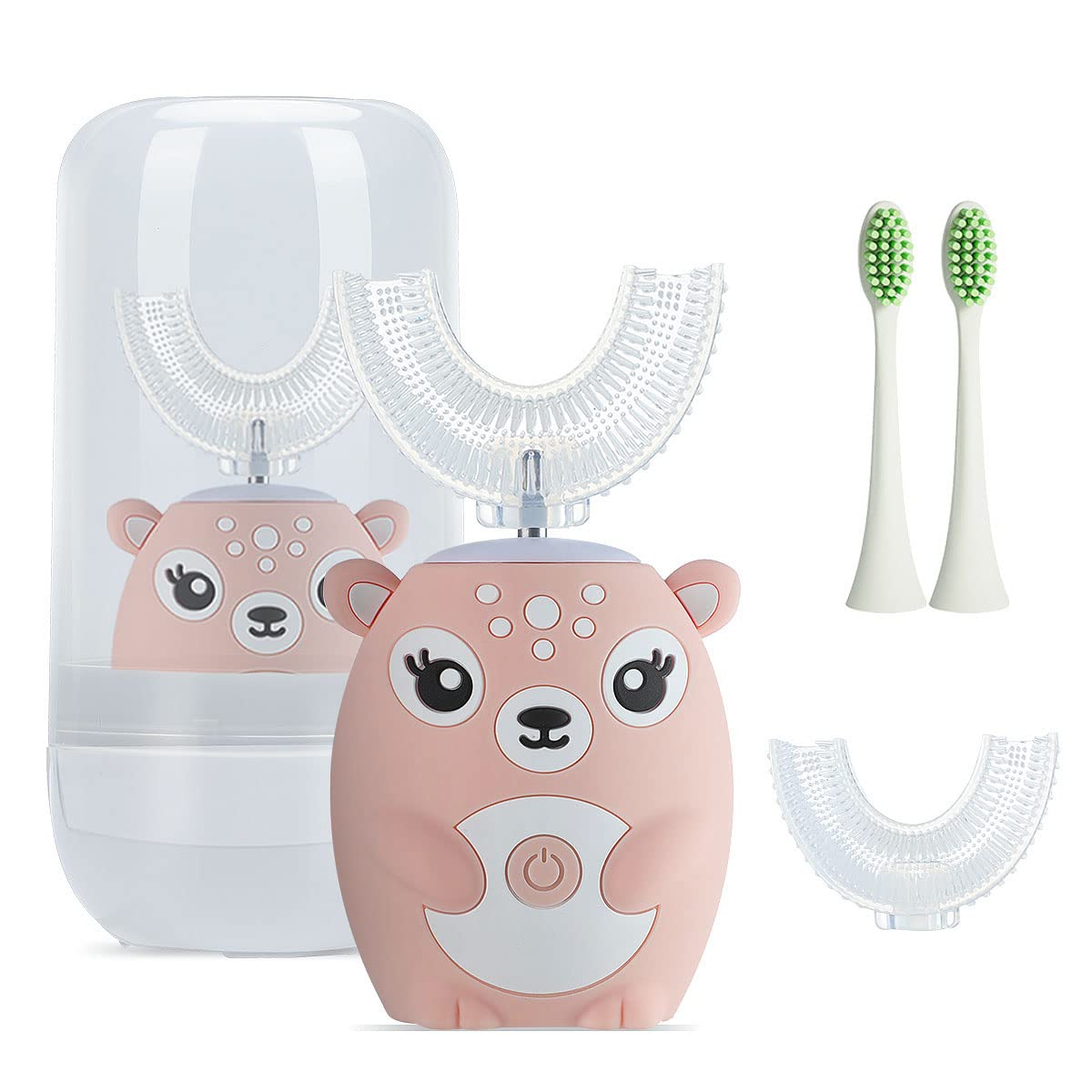 Kids U-shaped cartoon deer toothbrush front view