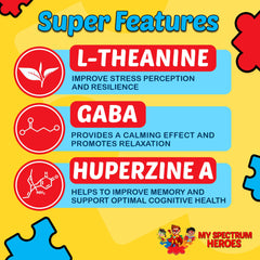 Product label showing Calm & Focus for kids and adults