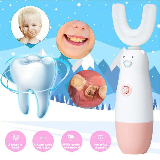 U-shaped toothbrush head close-up showing soft silicone bristles