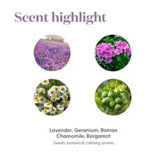 SleepyIze bottle with lavender and chamomile to hint at ingredients