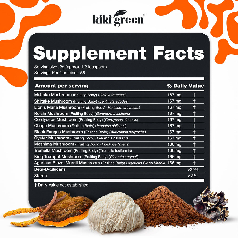 Concept image showing focus, energy, and immune support from mushroom powder