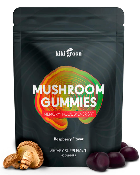 KIKI Green Mushroom Gummies bottle - front view