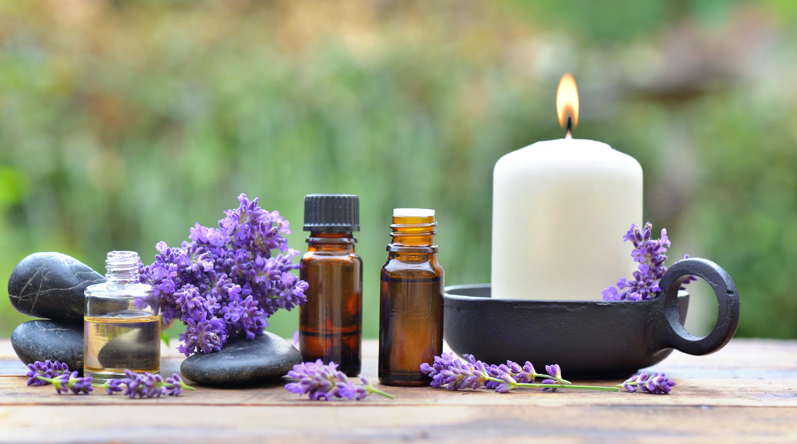 Lavender essential oil blended with carrier oil for hair care