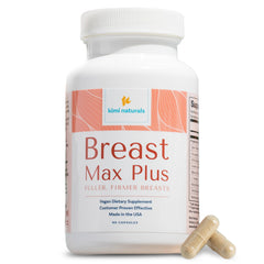 KIMI Naturals Breast Max Plus bottle and capsules on white background