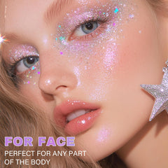 Large 50ml bottle highlights easy-to-reach shimmer for events.