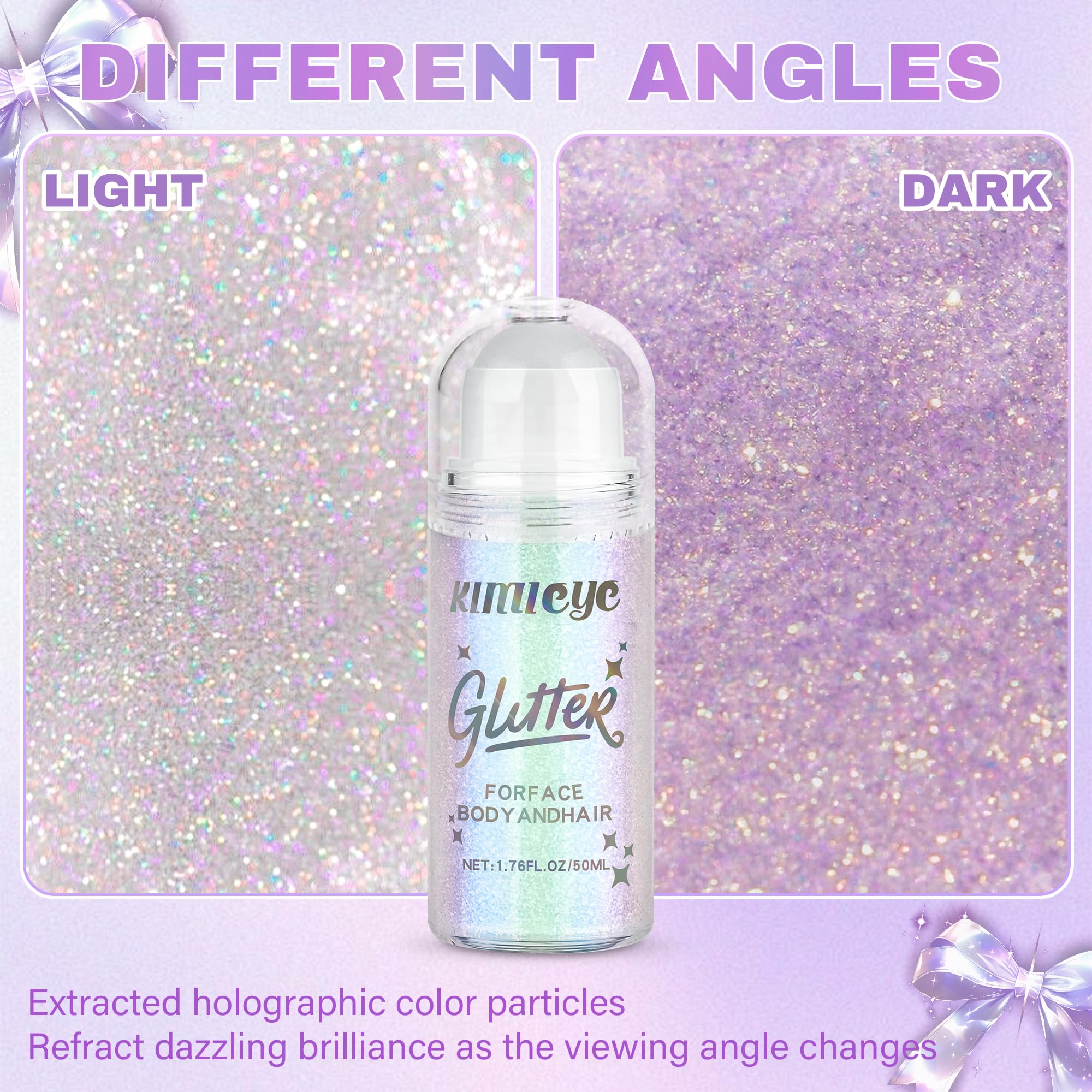 Performance-ready shimmer under concert lighting with KIMIEYE glitter gel.
