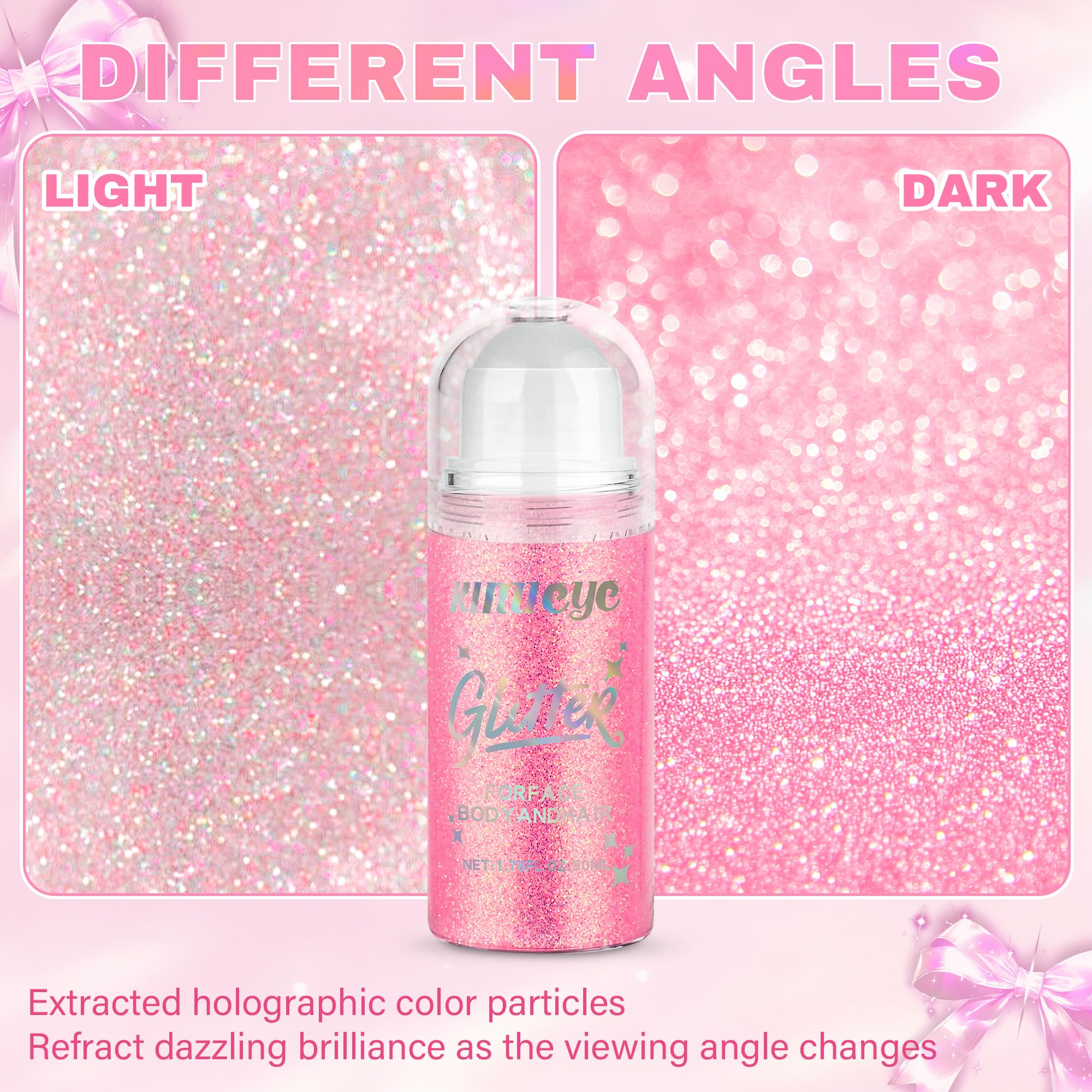 KIMIEYE glitter shimmer under party lights ideal for concerts and festivals.