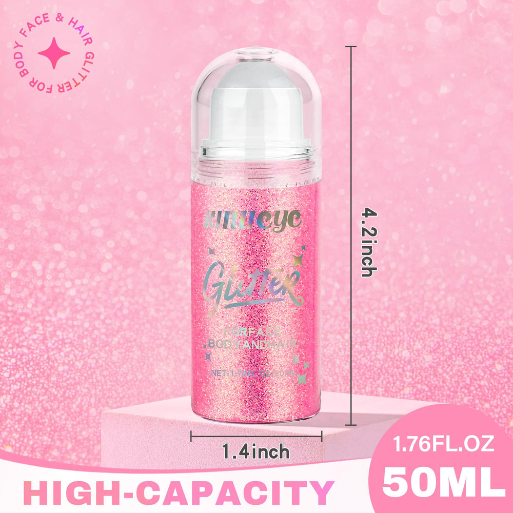 KIMIEYE holographic glitter on skin creates dynamic rainbow shimmer under light.