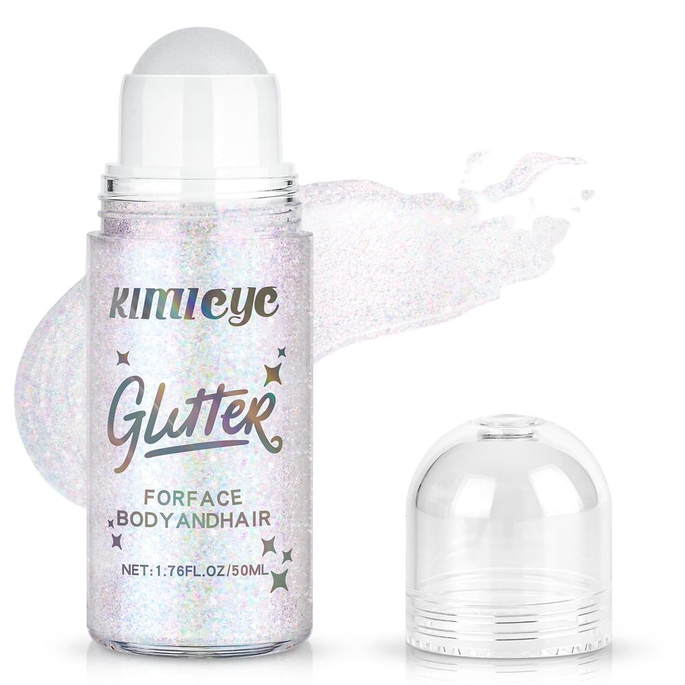 Kimieye Roll-On Glitter Gel on skin creates rainbow shimmer for festival style