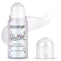 Kimieye Roll-On Glitter Gel on skin creates rainbow shimmer for festival style