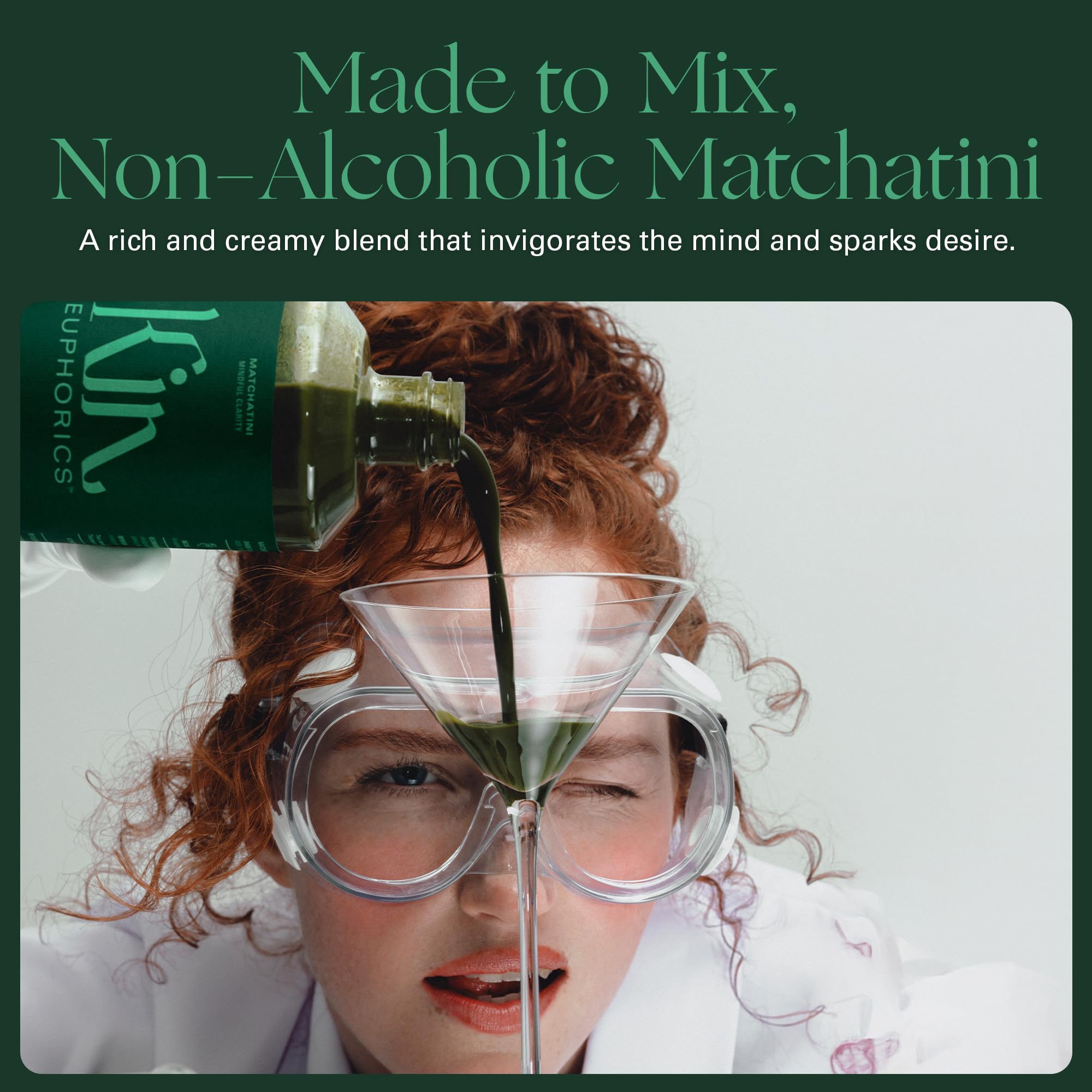 Ingredients of Kin Euphorics Matchatini: ashwagandha, matcha, maca, maitake