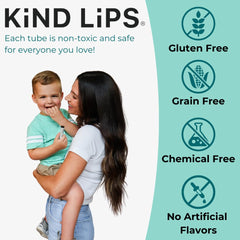 Kind Lips Sweet Mint lip balm 2-pack back view highlights compact carry-ready design.