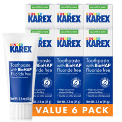 Kinder Karex Hydroxyapatite Kids Toothpaste packaging box with 6 tubes