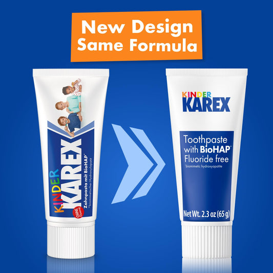 Six 2.3 oz Kinder Karex toothpaste tubes
