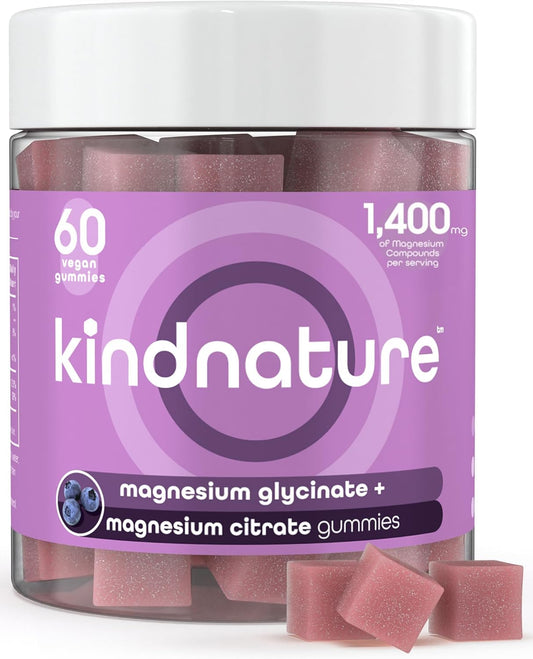 KINDNATURE Magnesium Glycinate & Citrate Gummies bottle front