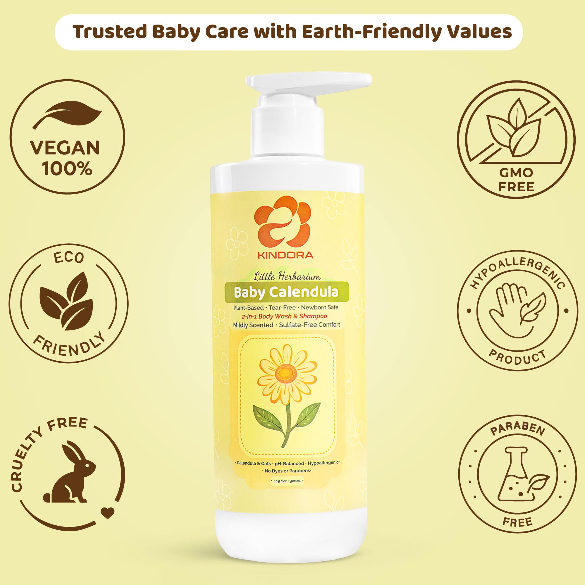 Gentle lather on baby's hair and body