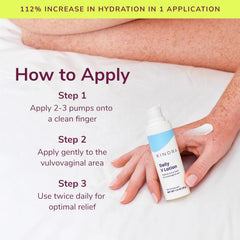 Kindra Daily V Lotion application on skin demonstrates easy, discreet daily use