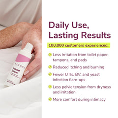 Kindra V Serum in a bathroom scene signals discreet at-home use.