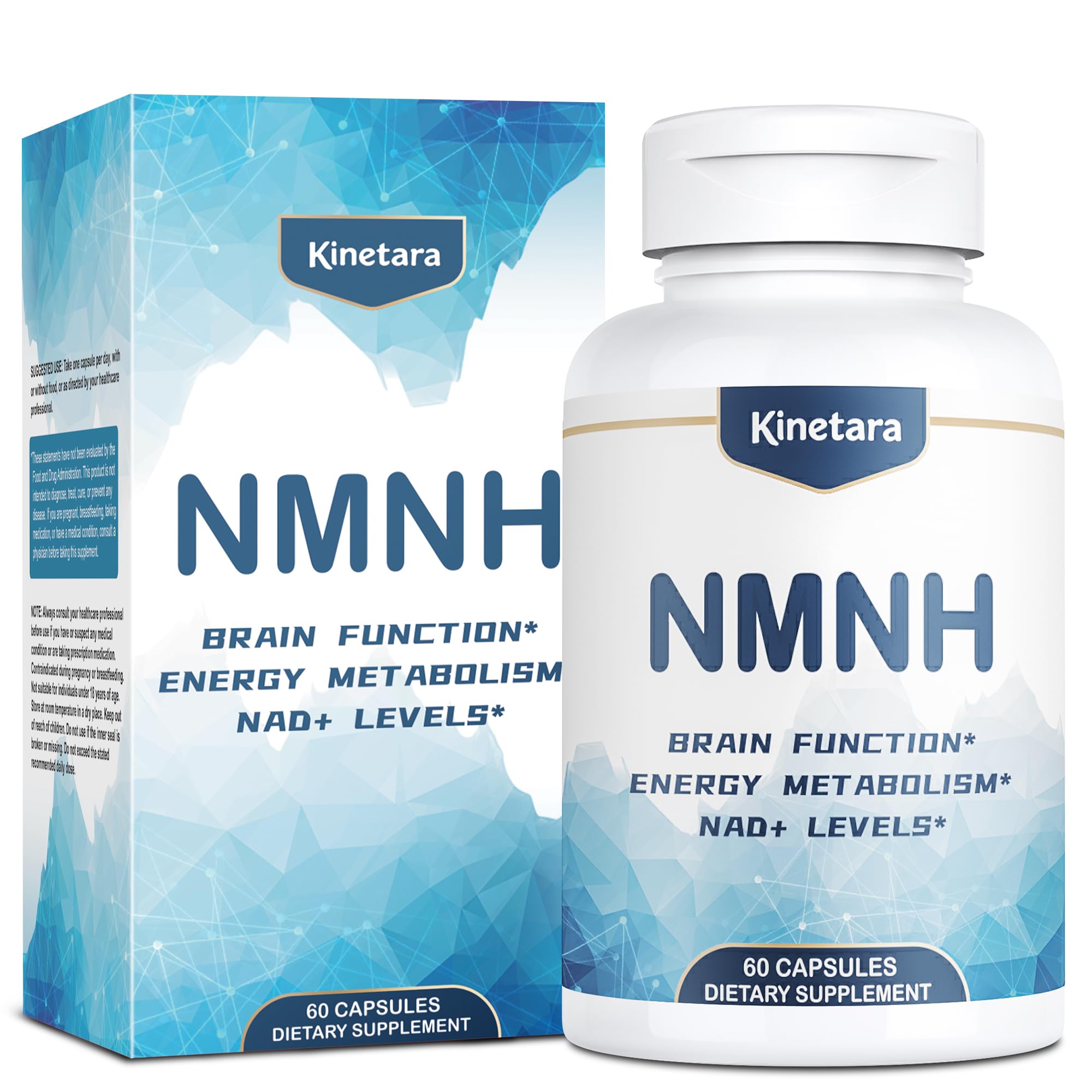 Kinetara NMNH NMN supplement bottle on white background