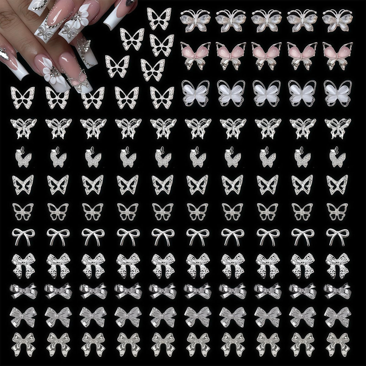 KINGNAME 3D butterfly charm with rhinestones for glamorous nail art