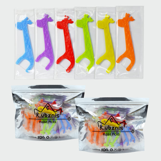 Kingubznis kids flossers pack with individually wrapped deer-shaped floss picks