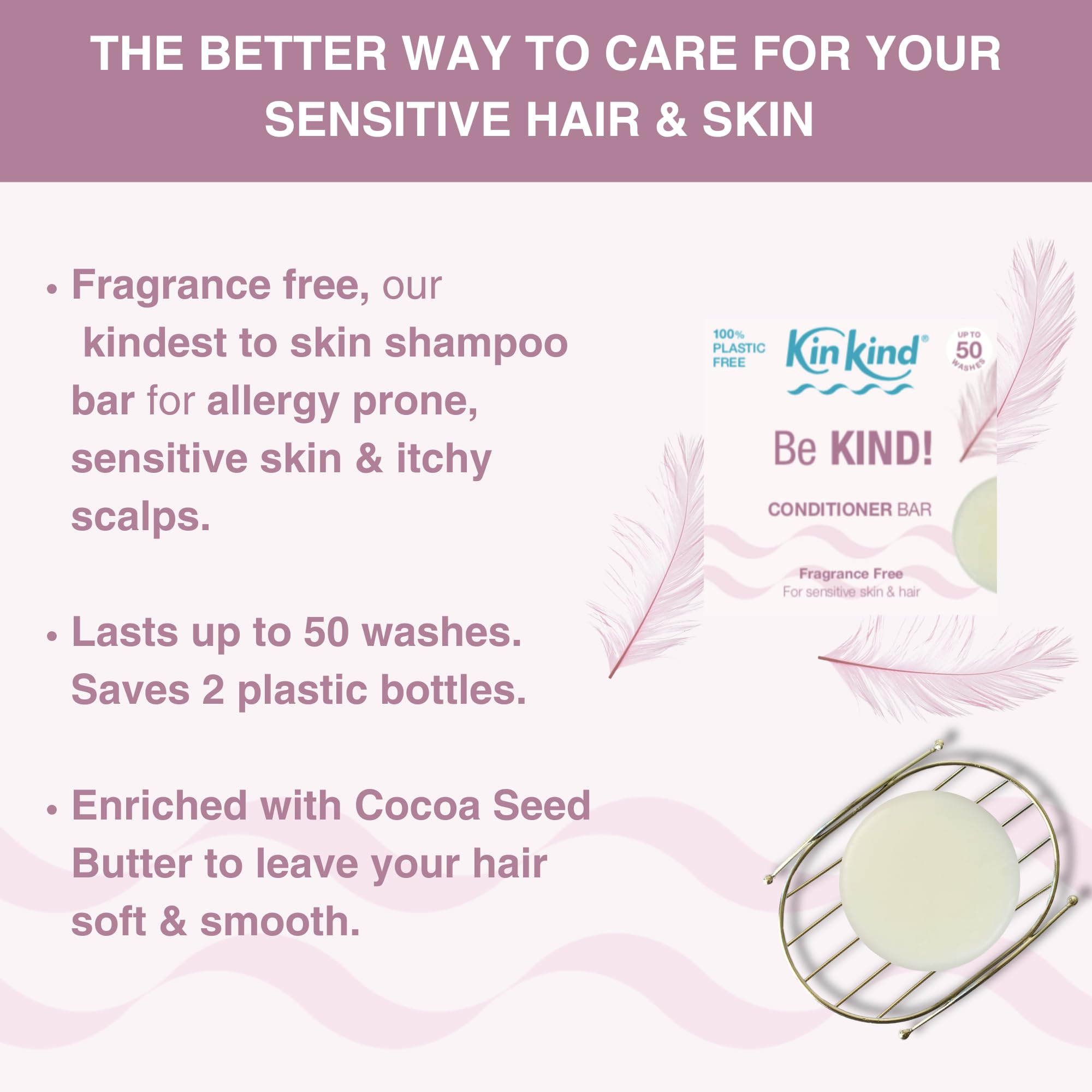 KinKind conditioner bar on wet hair showing easy glide.