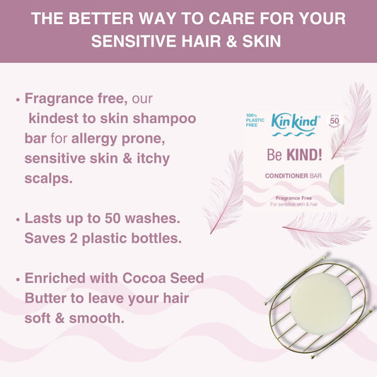 KinKind conditioner bar on wet hair showing easy glide.