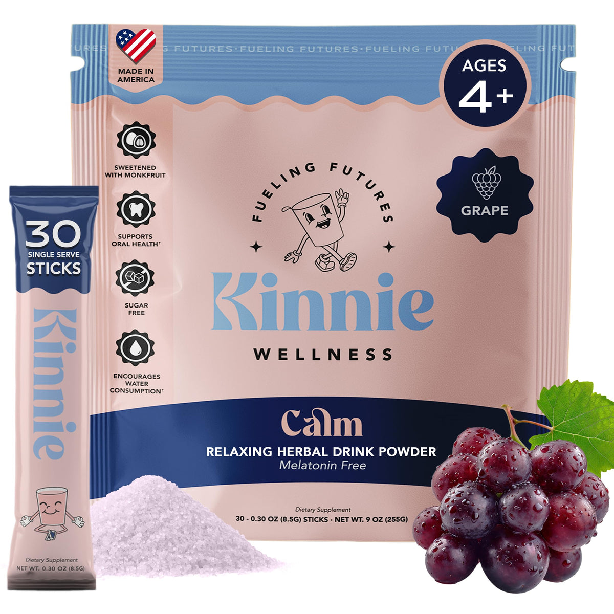 Kinnie Calm Kids grape flavor packaging