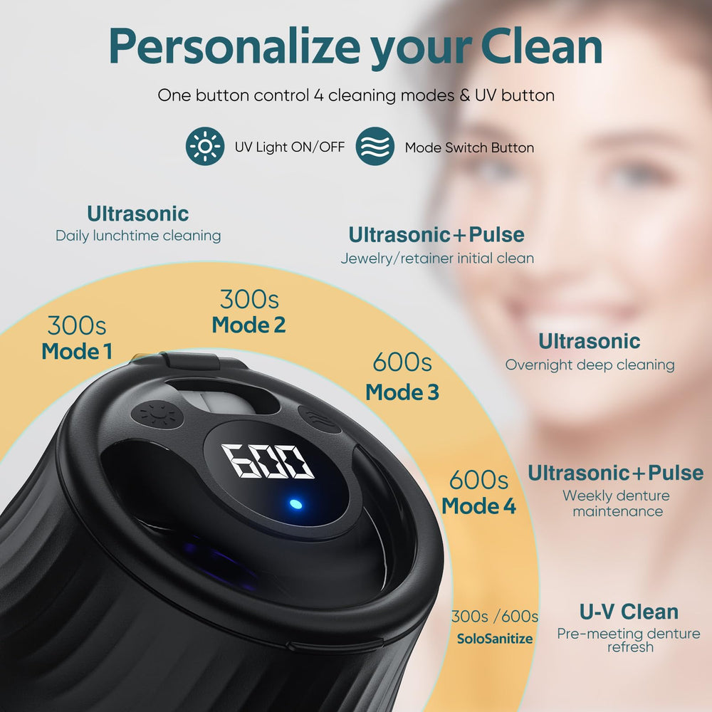 Cleaner in use with aligners and jewelry