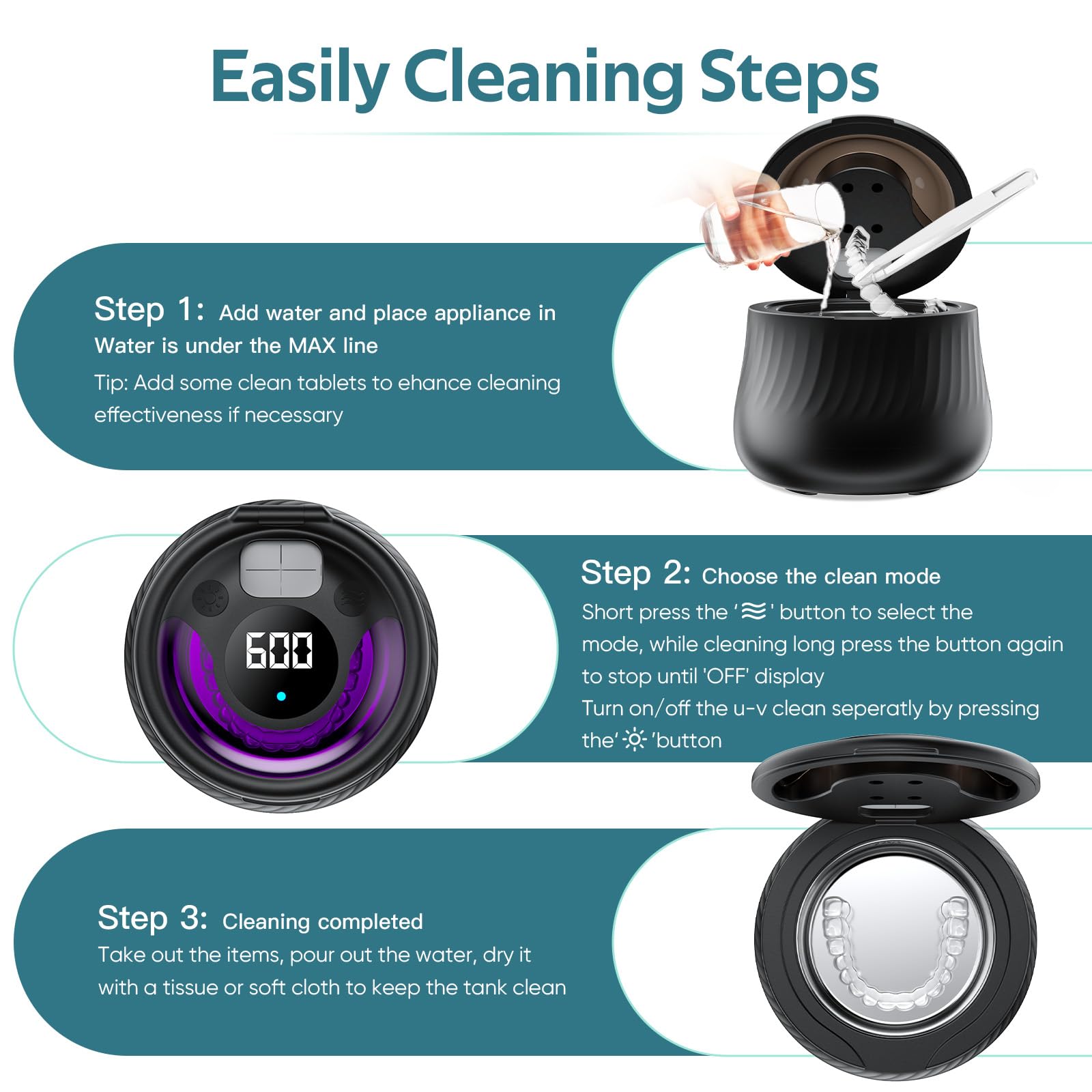 Included accessories: power adapter, manual, tweezers, mesh basket