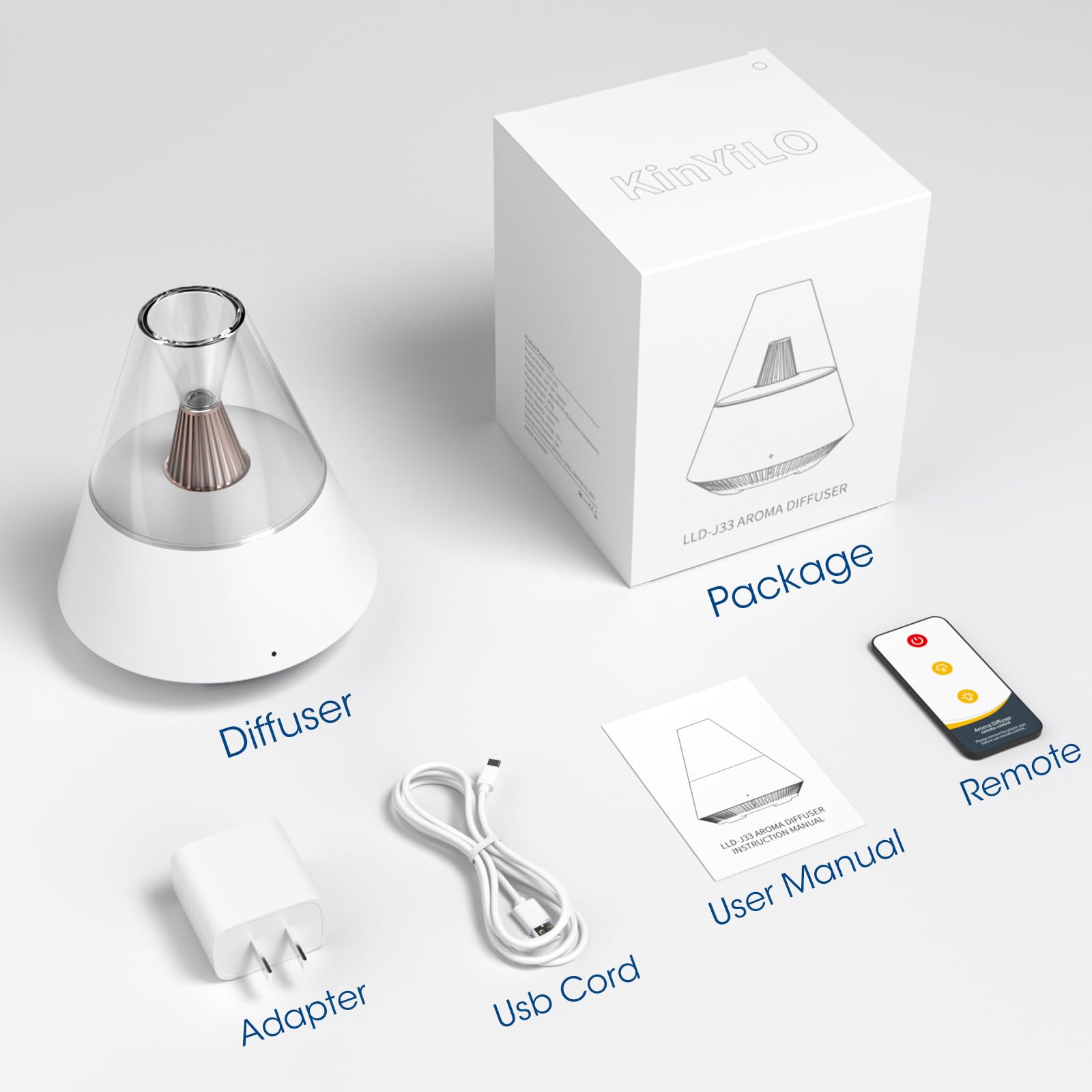 Gift ready KinYILO diffuser packaging and accessories