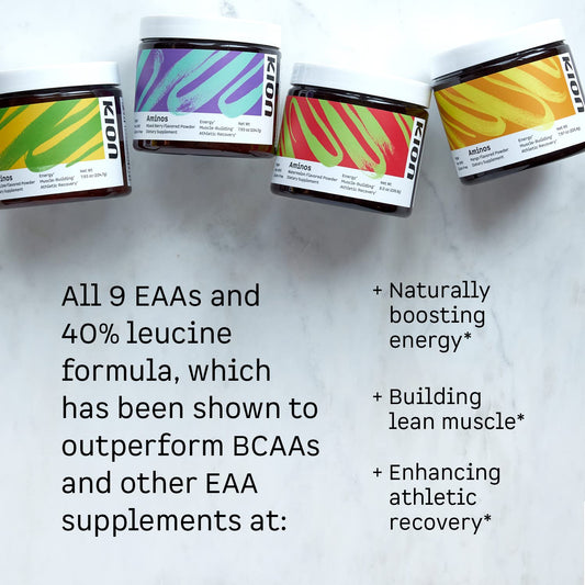 Front label of Kion Aminos Essential Amino Acids Powder