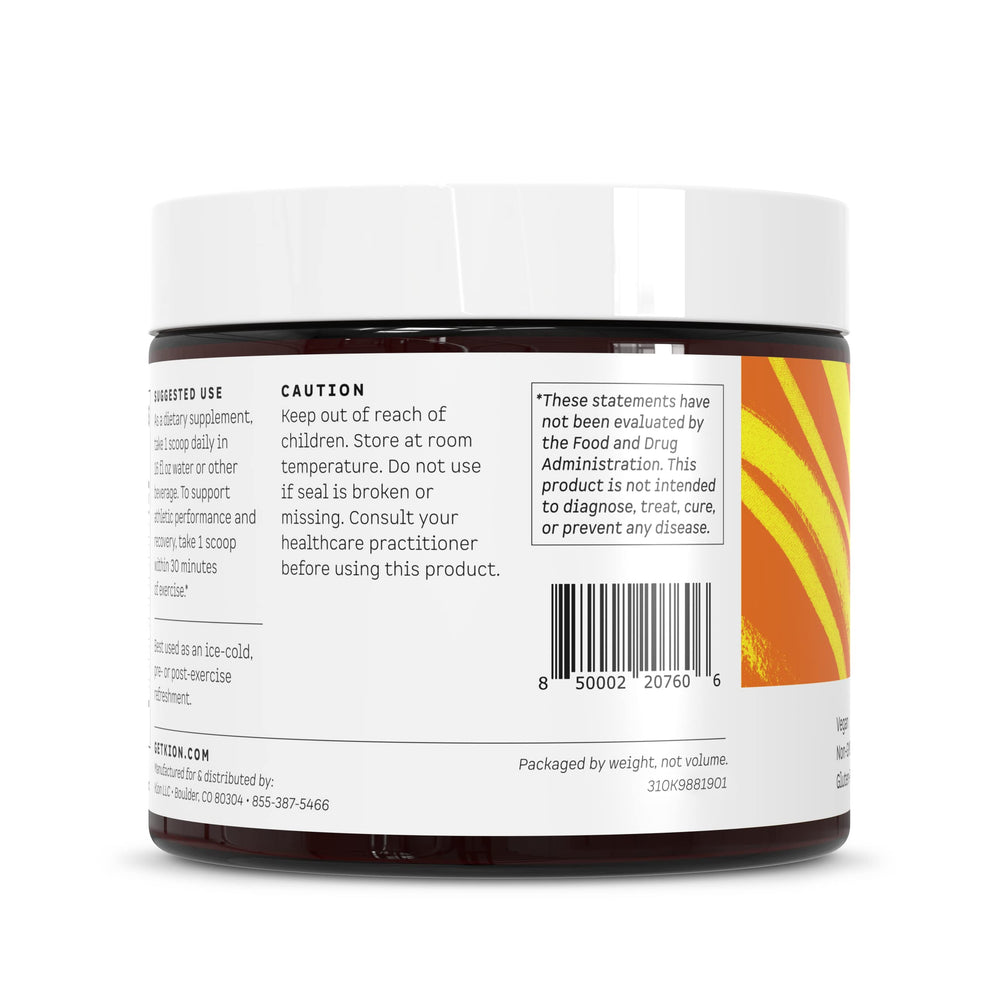 Close-up packaging of Kion Aminos Essential Amino Acids Powder Mango