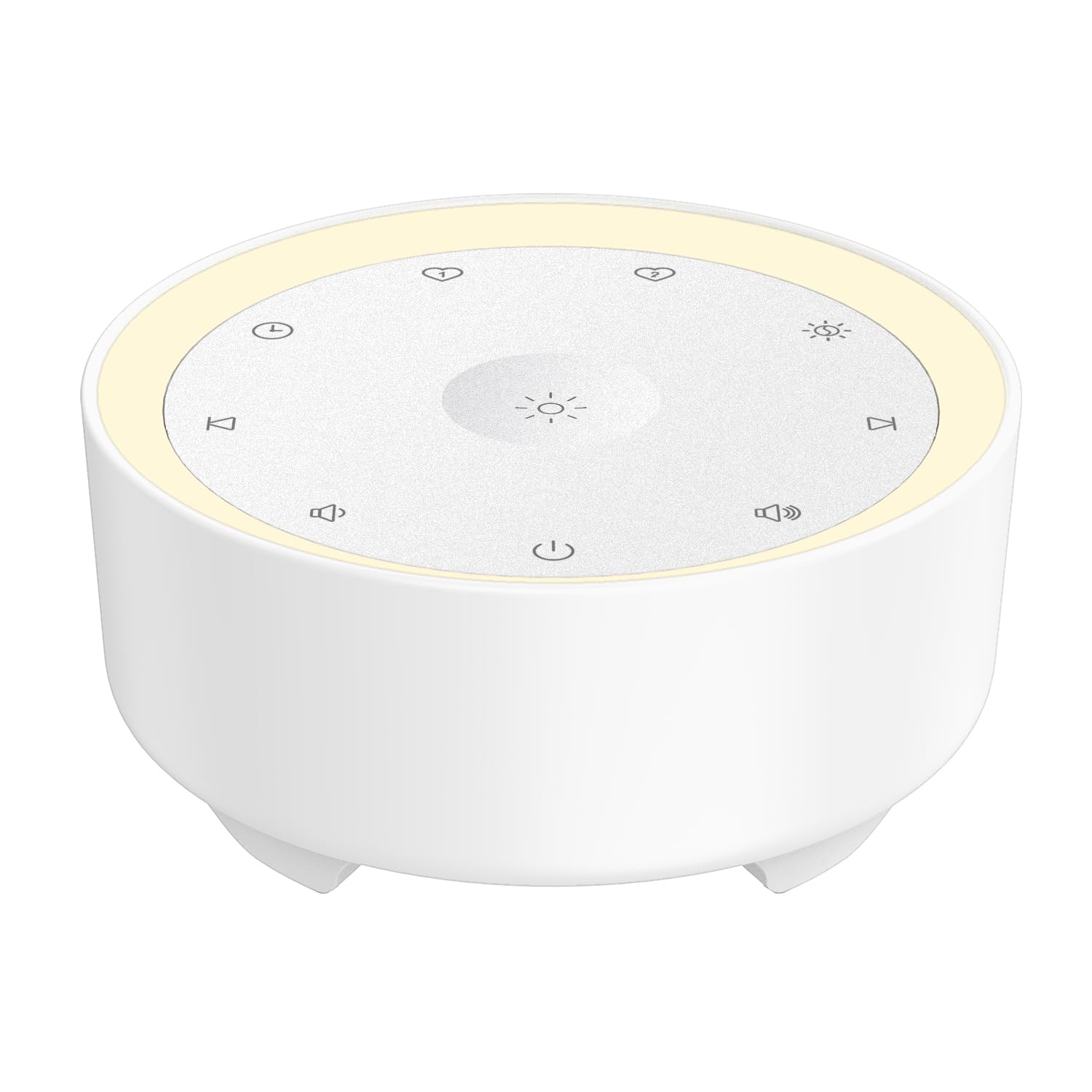 Kipcush White Noise Machine front view shows compact bedside design for baby sleep.