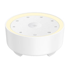 Kipcush White Noise Machine front view shows compact bedside design for baby sleep.