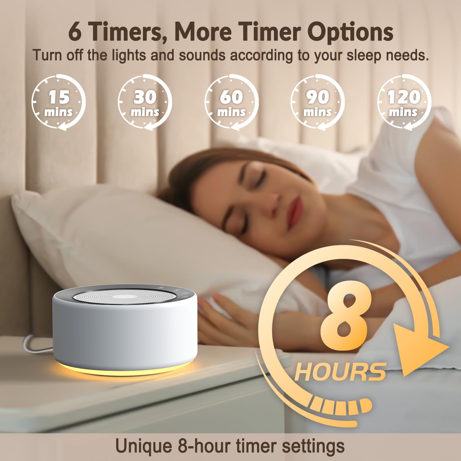 Kipcush white-noise machine night light with 8 colors soft ambient glow