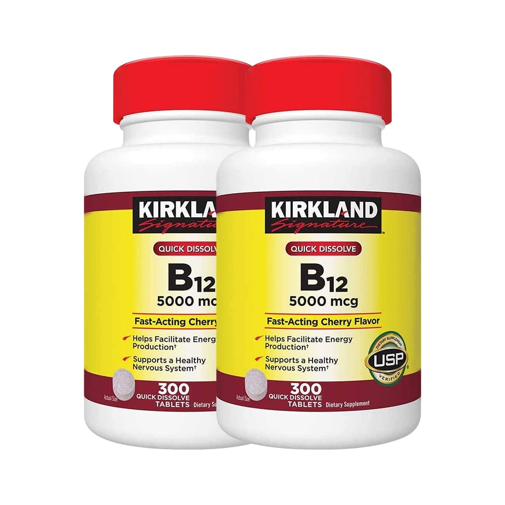 Kirkland Signature B-12 5000 mcg sublingual tablets bottle