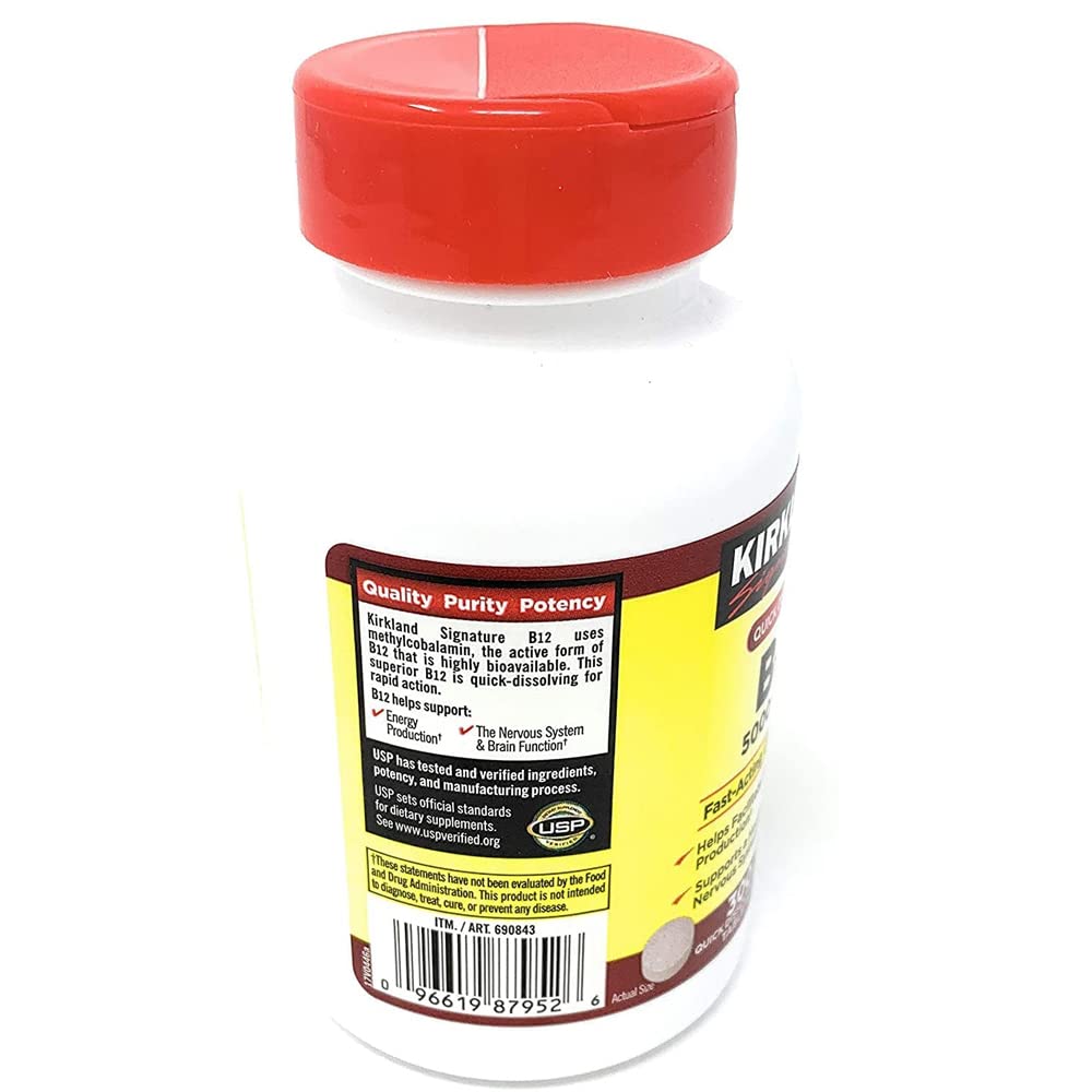 Cherry flavored quick-dissolve B-12 tablet close-up