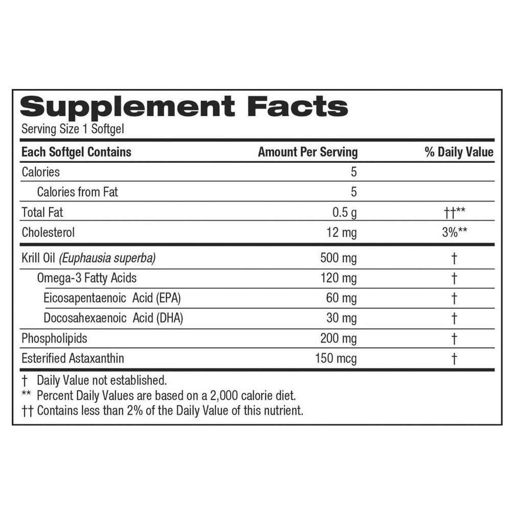 Close-up of Kirkland Krill Oil 500 mg softgels in bottle