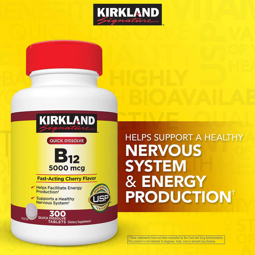 Kirkland Signature B-12 5000 mcg Sublingual 300 tablets, 2-pack – packaging or second view