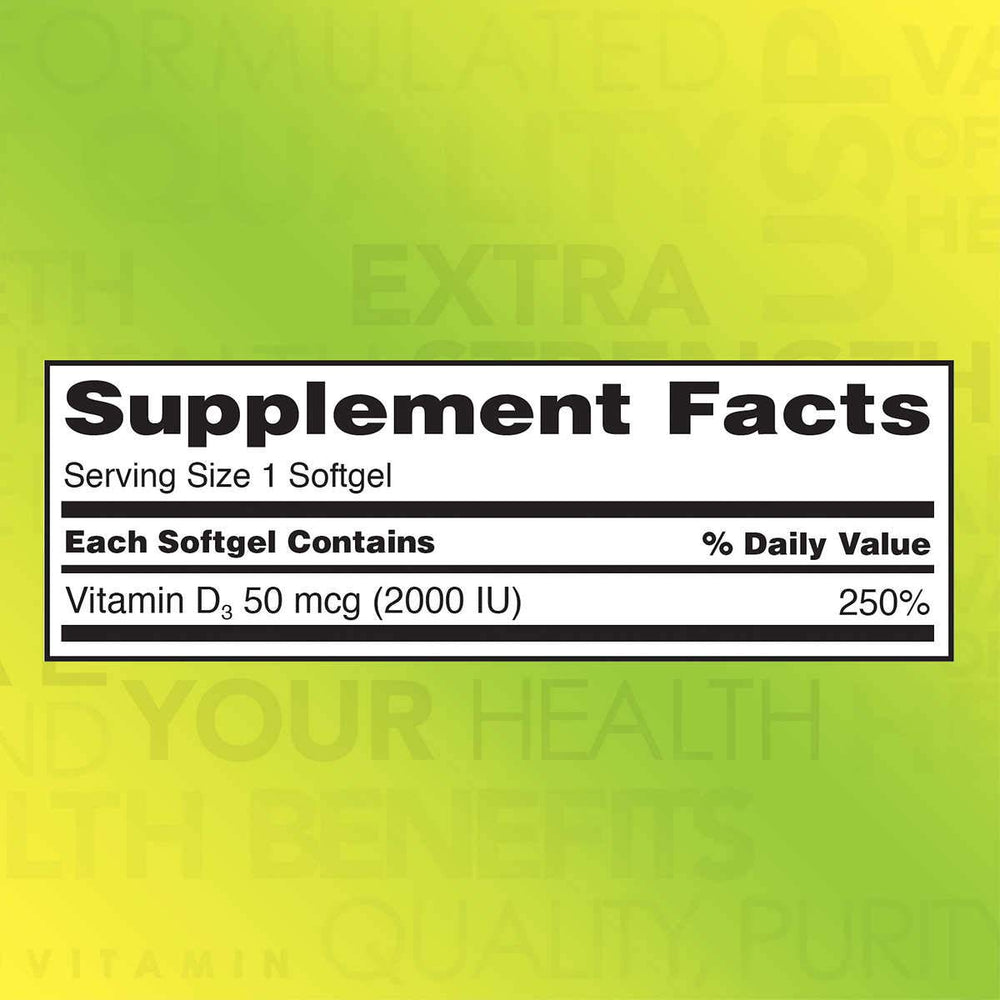 Kirkland Signature Vitamin D3 50 mcg (2000 IU) - packaging back view