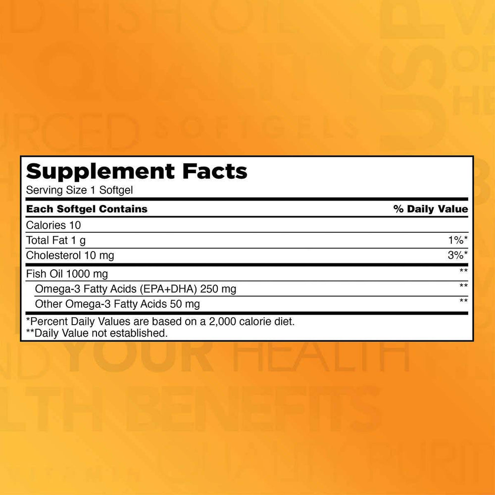 Close-up of Kirkland Signature Omega-3 Fish Oil softgels (1000 mg) from the 2-pack