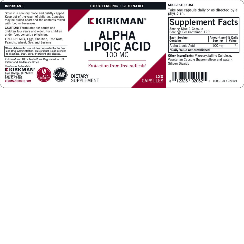 Close-up of Alpha Lipoic Acid 100 mg capsules