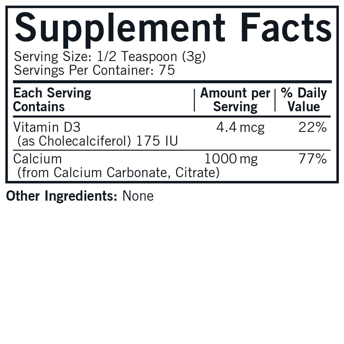 Back label view showing supplement facts and ingredients