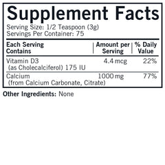 Back label view showing supplement facts and ingredients
